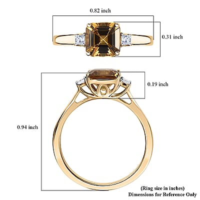 AAA Golden Turkizite, Lab Grown Diamond Ring in 10K Yellow Gold 1.75 ctw (Size 7.0)