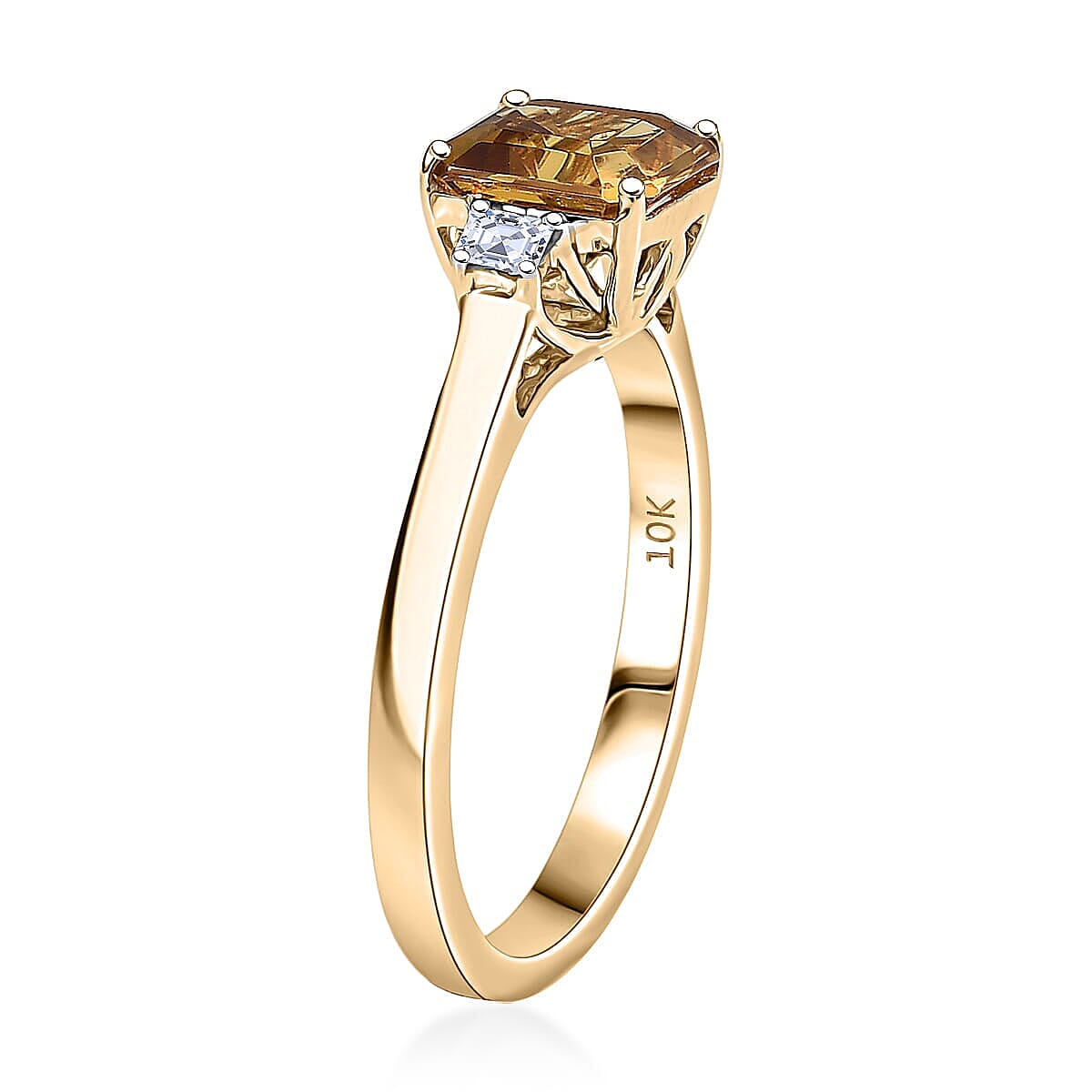 AAA Golden Turkizite, Lab Grown Diamond Ring in 10K Yellow Gold 1.75 ctw (Size 7.5) image number 3