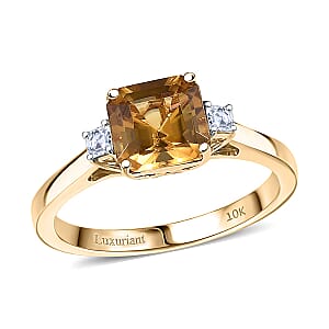 AAA Golden Turkizite, Lab Grown Diamond Ring in 10K Yellow Gold 1.75 ctw (Size 8.0)