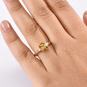 AAA Golden Turkizite, Lab Grown Diamond Ring in 10K Yellow Gold 1.75 ctw (Size 8.0)