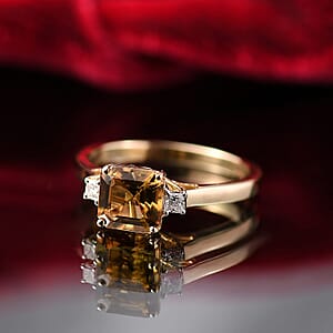 AAA Golden Turkizite, Lab Grown Diamond Ring in 10K Yellow Gold 1.75 ctw (Size 9.0)