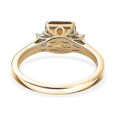 AAA Golden Turkizite, Lab Grown Diamond Ring in 10K Yellow Gold 1.75 ctw (Size 9.0)