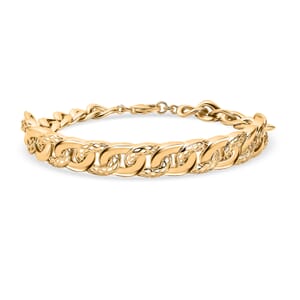 D'Joy Passport to Turkey Curb Link Chain in 18K Vermeil Yellow Gold Over Sterling Silver Bracelet (7.25 In) 19.70 Grams