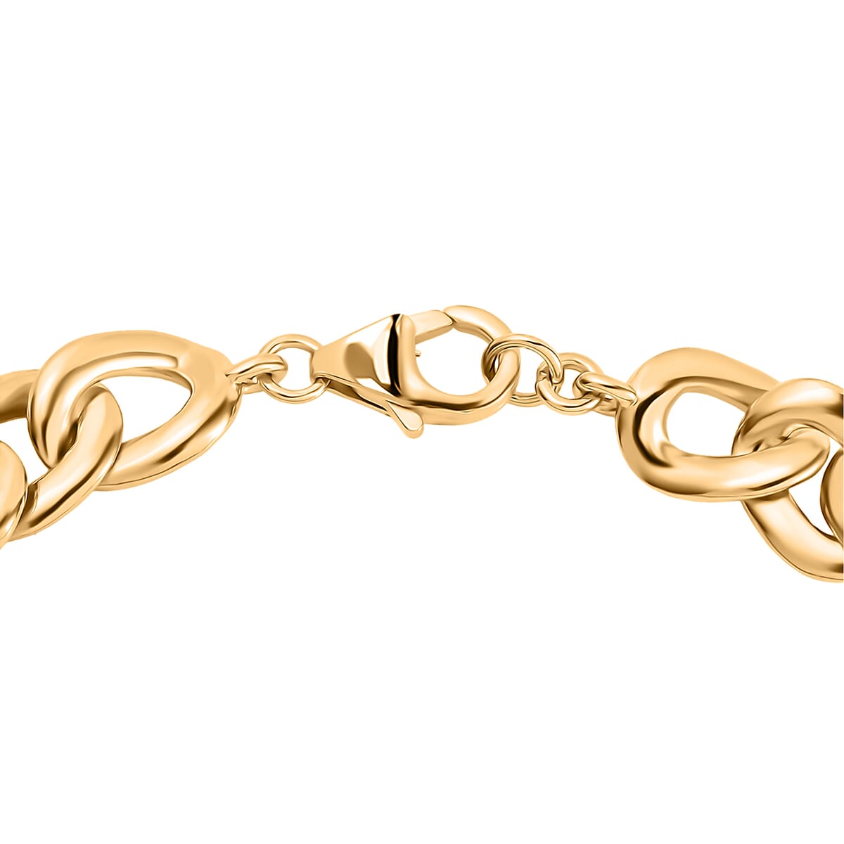 D'Joy Passport to Turkey Curb Link Chain in 18K Vermeil Yellow Gold Over Sterling Silver Bracelet (7.25 In) 19.70 Grams image number 3