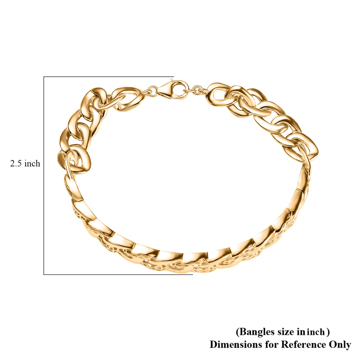 D'Joy Passport to Turkey Curb Link Chain in 18K Vermeil Yellow Gold Over Sterling Silver Bracelet (7.25 In) 19.70 Grams image number 4