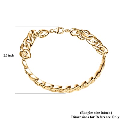 D'Joy Passport to Turkey Curb Link Chain in 18K Vermeil Yellow Gold Over Sterling Silver Bracelet (7.25 In) 19.70 Grams