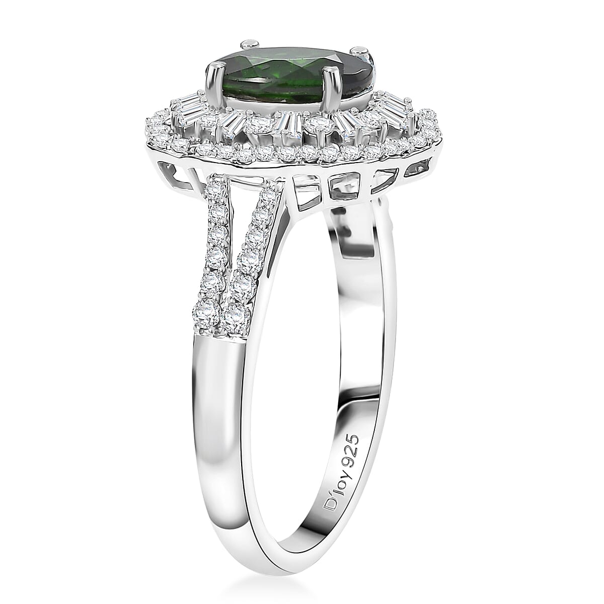 D'Joy Premium Chrome Diopside and Moissanite 2.70 ctw Blooming Floral Ring in Rhodium Over Sterling Silver (Size 6.0) image number 3