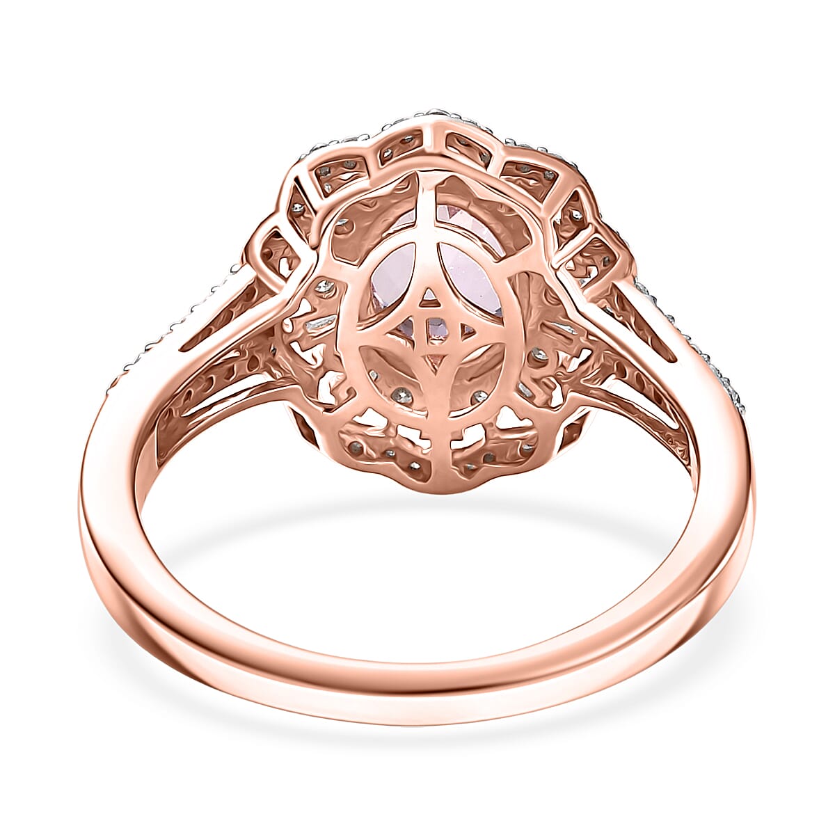 D'Joy Premium Kunzite, Moissanite 3.30 ctw Blooming Floral Ring in 18K Vermeil Rose Gold Over Sterling Silver (Size 7.0)  image number 4