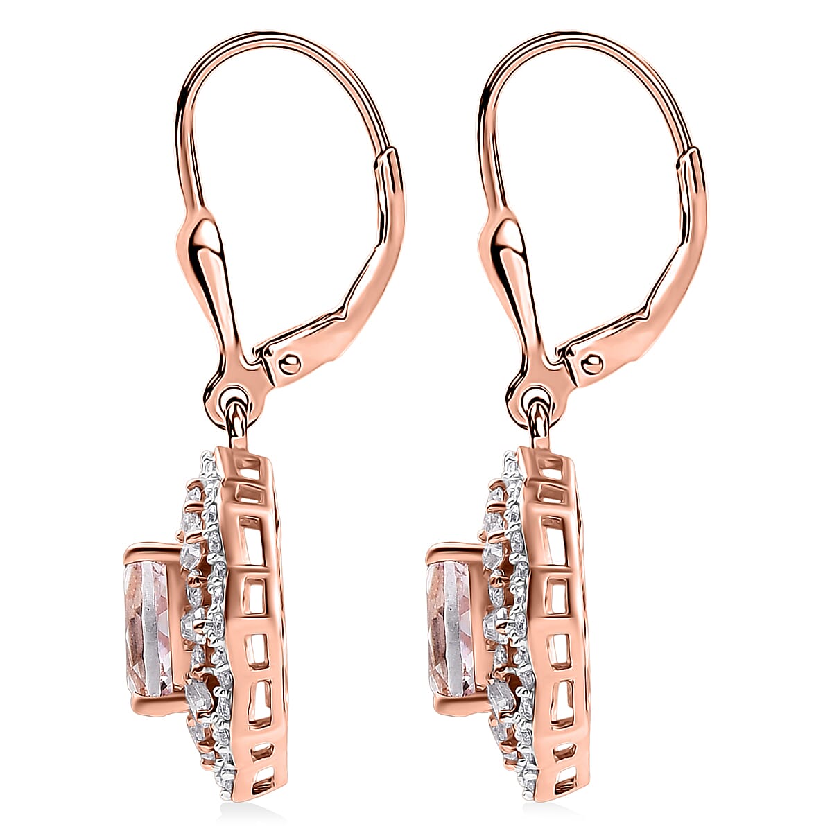 D'Joy Premium Kunzite and Moissanite 3.10 ctw Earrings in 18K Vermeil Rose Gold Over Sterling Silver image number 4