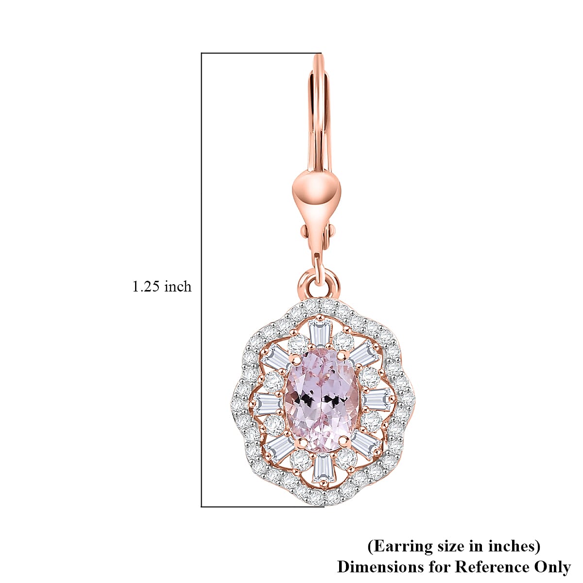 D'Joy Premium Kunzite and Moissanite 3.10 ctw Blooming Floral Earrings in 18K Vermeil Rose Gold Over Sterling Silver