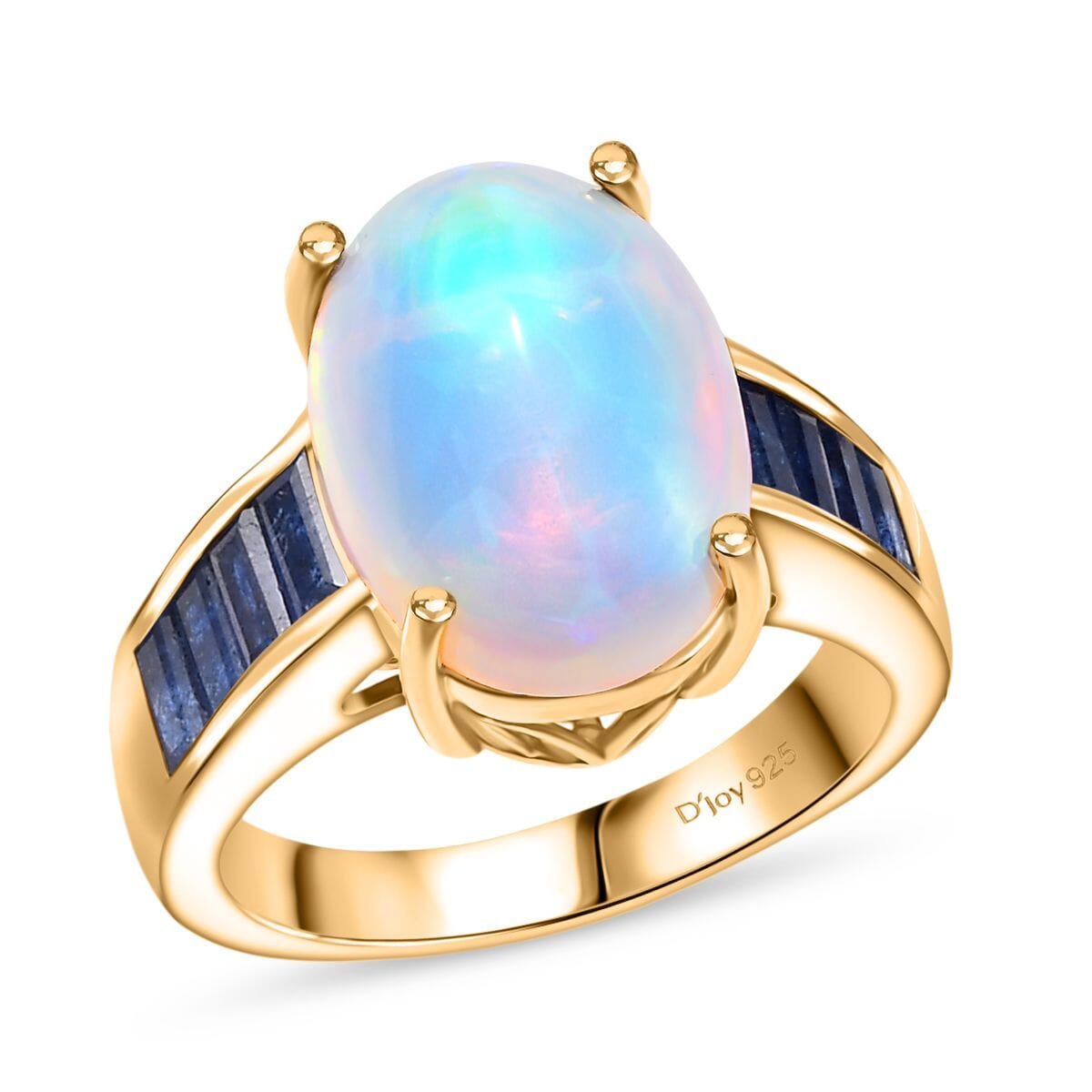 D'Joy Premium Ethiopian Welo Opal and Masoala Sapphire (D) 5.20 ctw Dreamlight Ring in 18K Vermeil Yellow Gold Over Sterling Silver (Size 10.0) image number 0