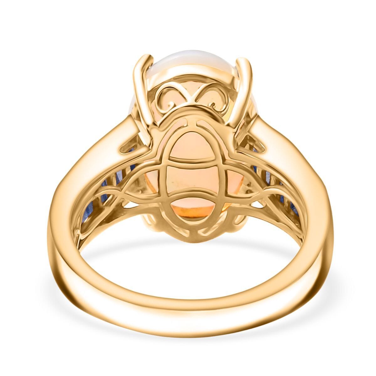 D'Joy Premium Ethiopian Welo Opal and Masoala Sapphire (D) 5.20 ctw Dreamlight Ring in 18K Vermeil Yellow Gold Over Sterling Silver (Size 10.0) image number 4