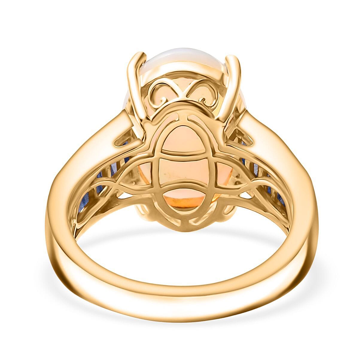 D'Joy Premium Ethiopian Welo Opal and Masoala Sapphire (D) 5.20 ctw Dreamlight Ring in 18K Vermeil Yellow Gold Over Sterling Silver (Size 7.0) image number 4