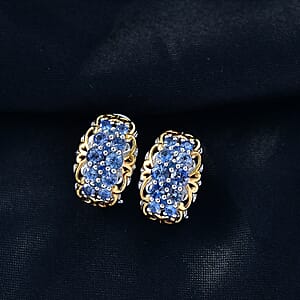 D'Joy Ceylon Blue Sapphire Earrings in 18K Vermeil YG and Rhodium Over Sterling Silver 2.15 ctw