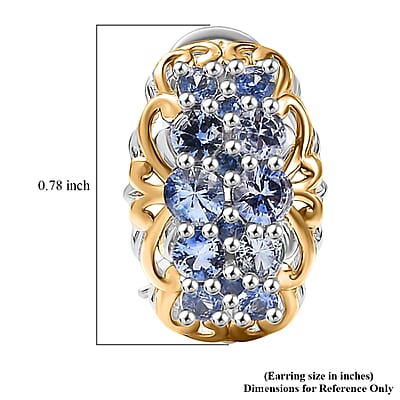 D'Joy Ceylon Blue Sapphire Earrings in 18K Vermeil YG and Rhodium Over Sterling Silver 2.15 ctw