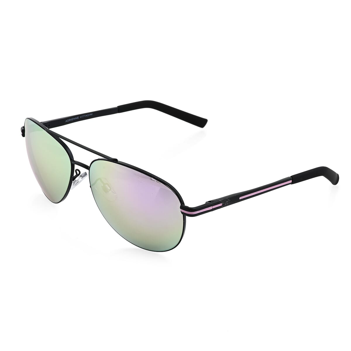 Adrienne Vittadini Aviator with Temple Detail Sunglasses -Black/Purple image number 0
