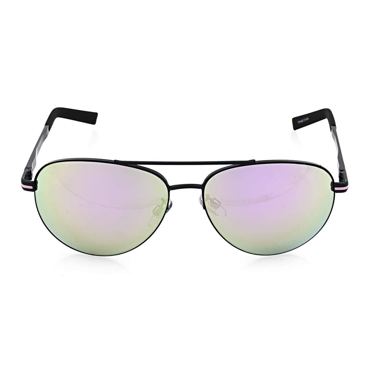 Adrienne Vittadini Aviator with Temple Detail Sunglasses -Black/Purple image number 2