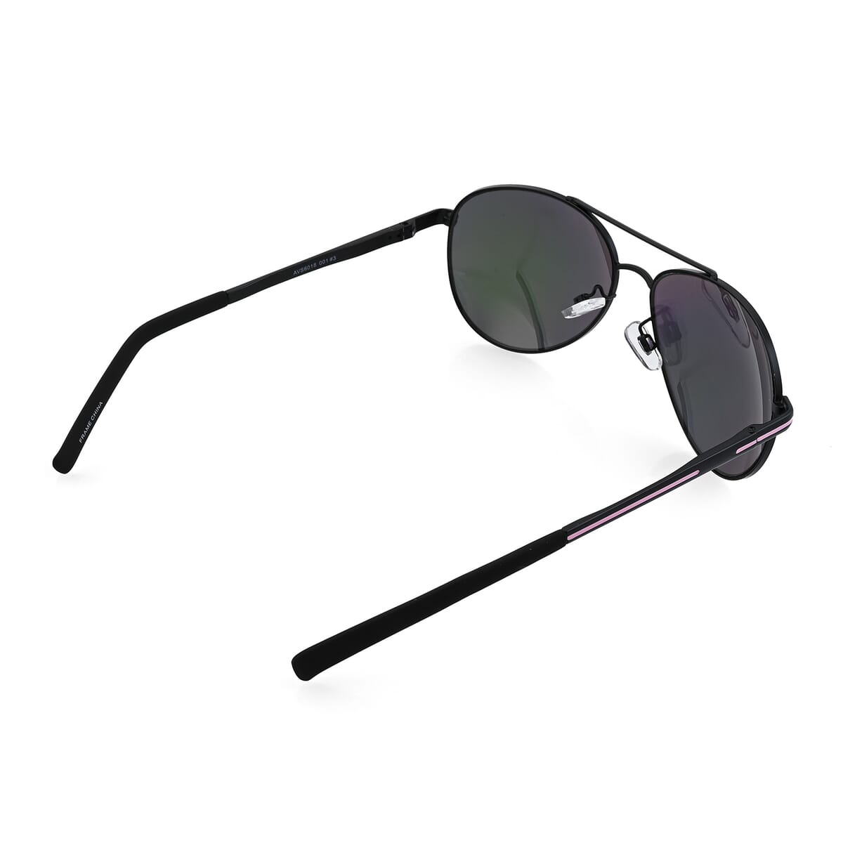 Adrienne Vittadini Aviator with Temple Detail Sunglasses -Black/Purple image number 3
