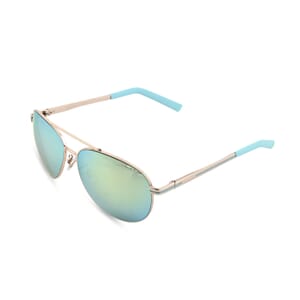 Adrienne Vittadini Aviator with Temple Detail Sunglasses -Gold/Blue
