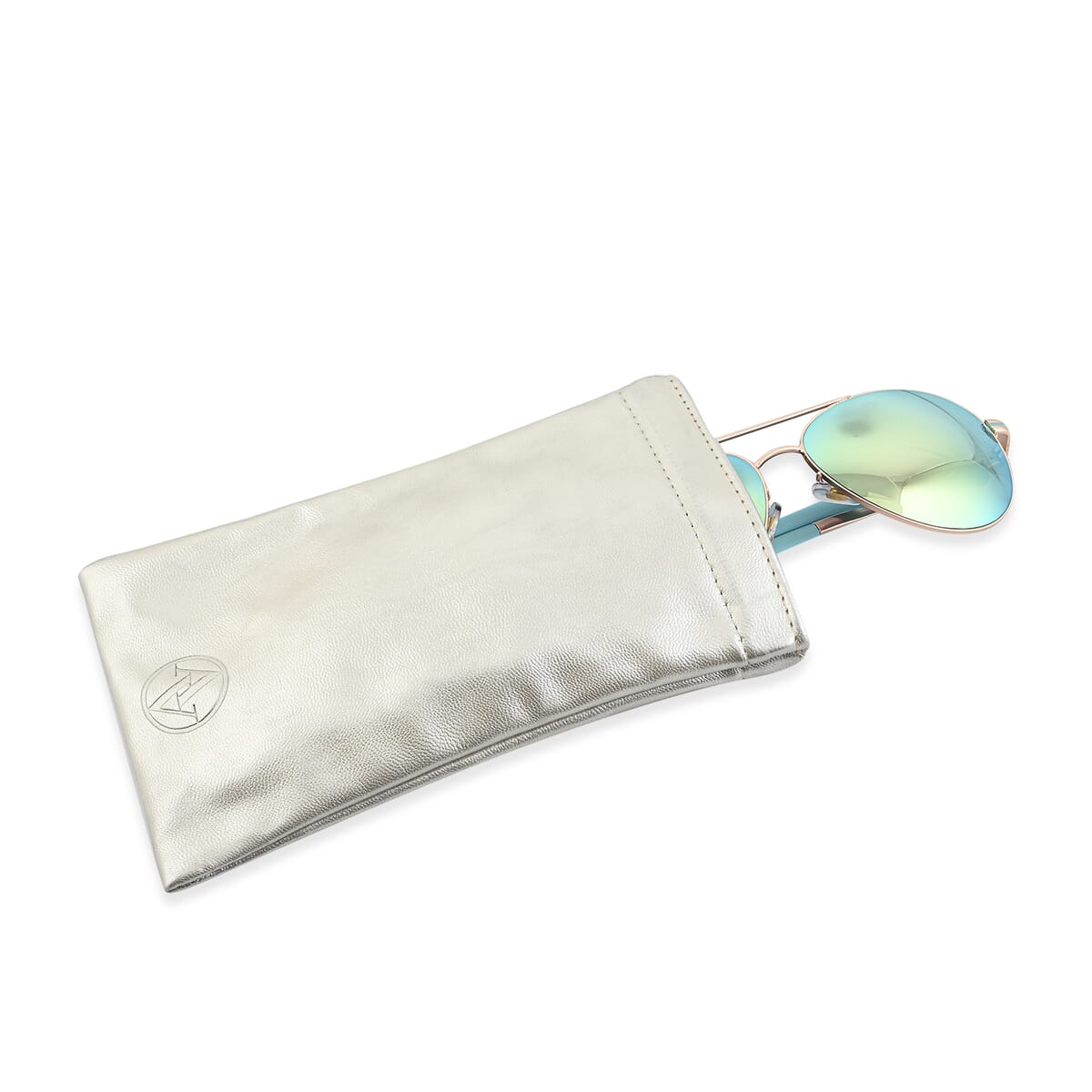 Adrienne Vittadini Aviator with Temple Detail Sunglasses -Gold/Blue image number 4