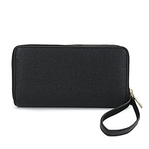 Alexis Bendel Black Faux Leather Fabienne Double Zip Around Wallet