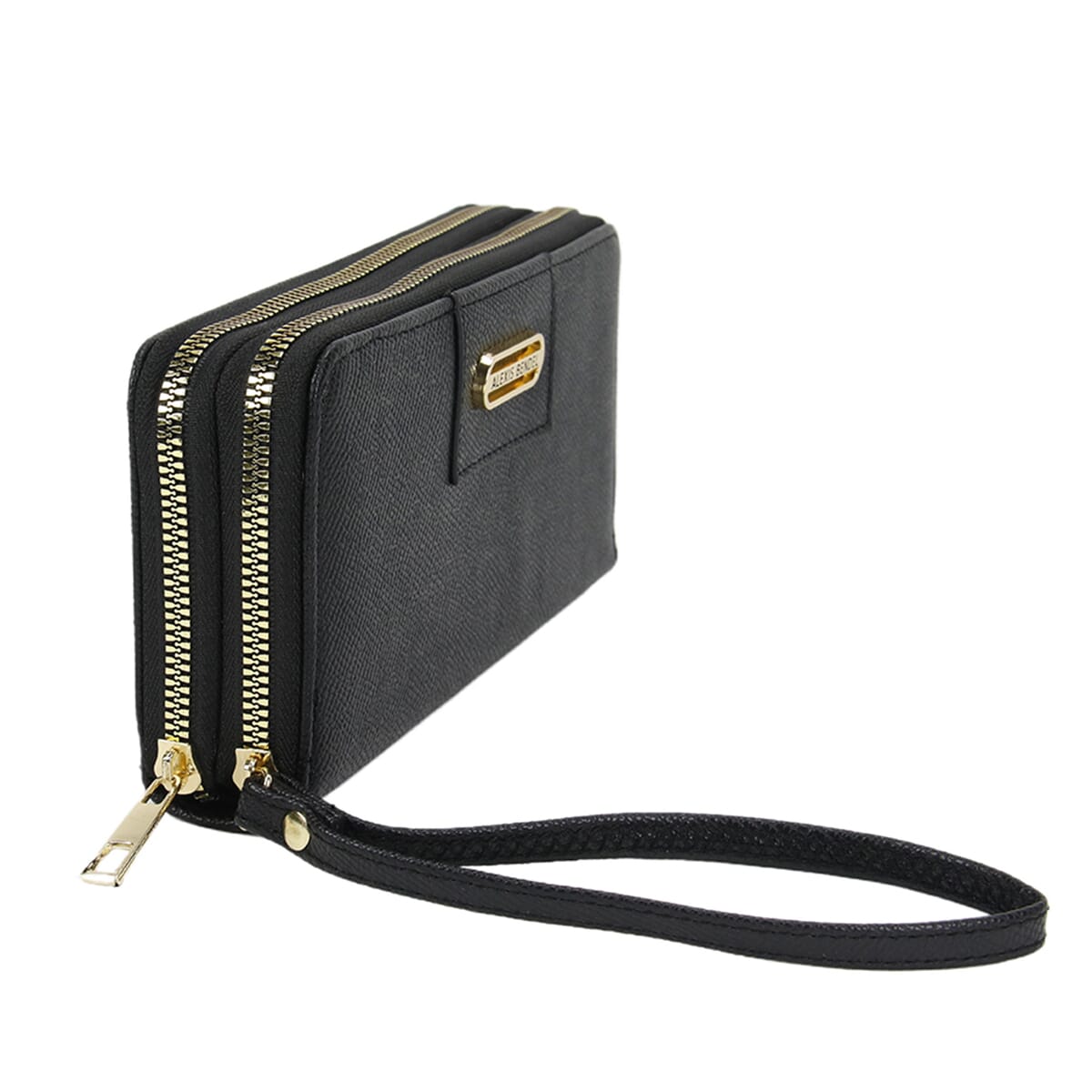 Alexis Bendel Black Faux Leather Fabienne Double Zip Around Wallet image number 3