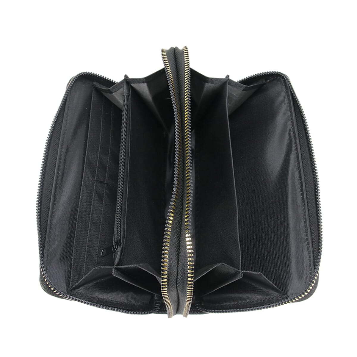 Alexis Bendel Black Faux Leather Fabienne Double Zip Around Wallet image number 4