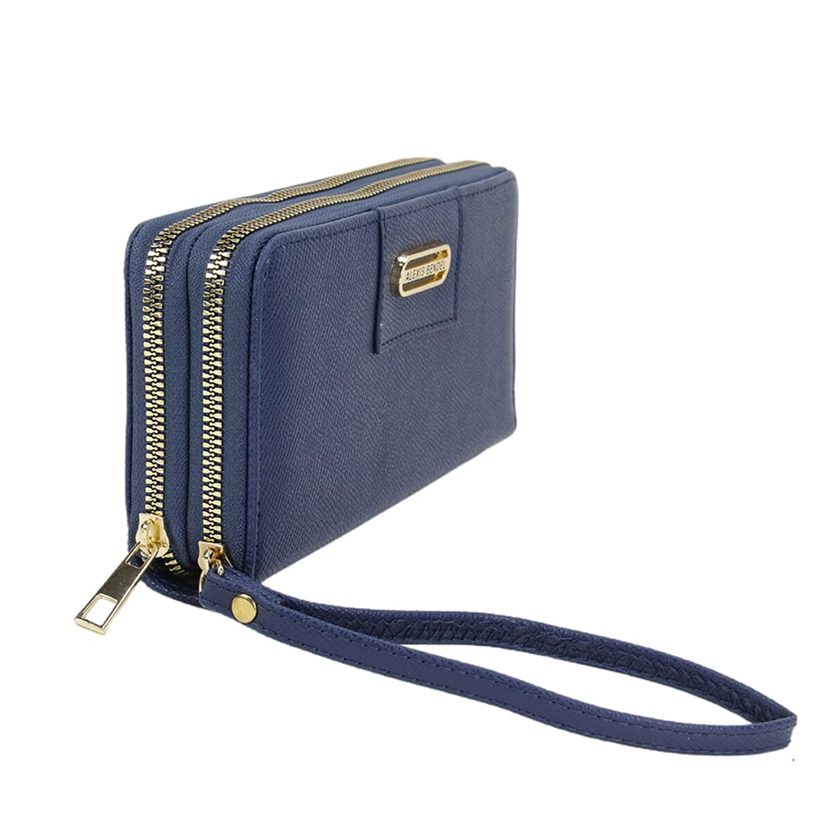 Alexis Bendel Navy Faux Leather Fabienne Double Zip Around Wallet image number 3