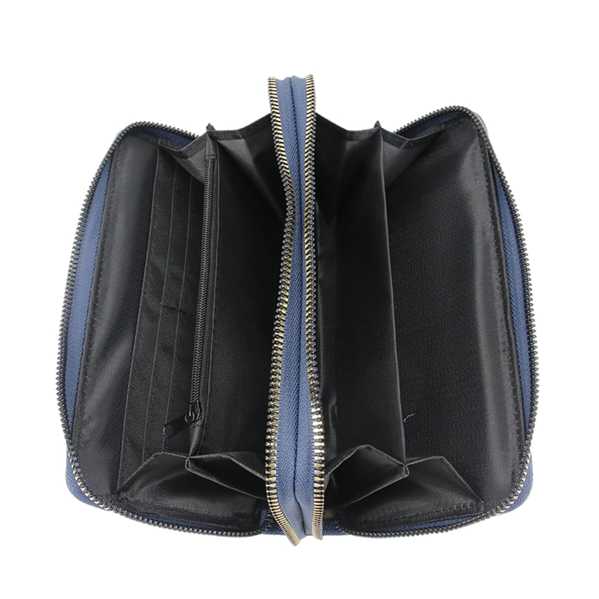 Alexis Bendel Navy Faux Leather Fabienne Double Zip Around Wallet image number 4