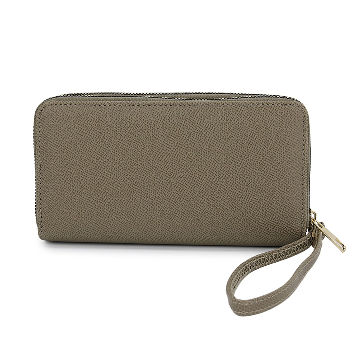 Alexis Bendel Taupe Faux Leather Fabienne Double Zip Around Wallet