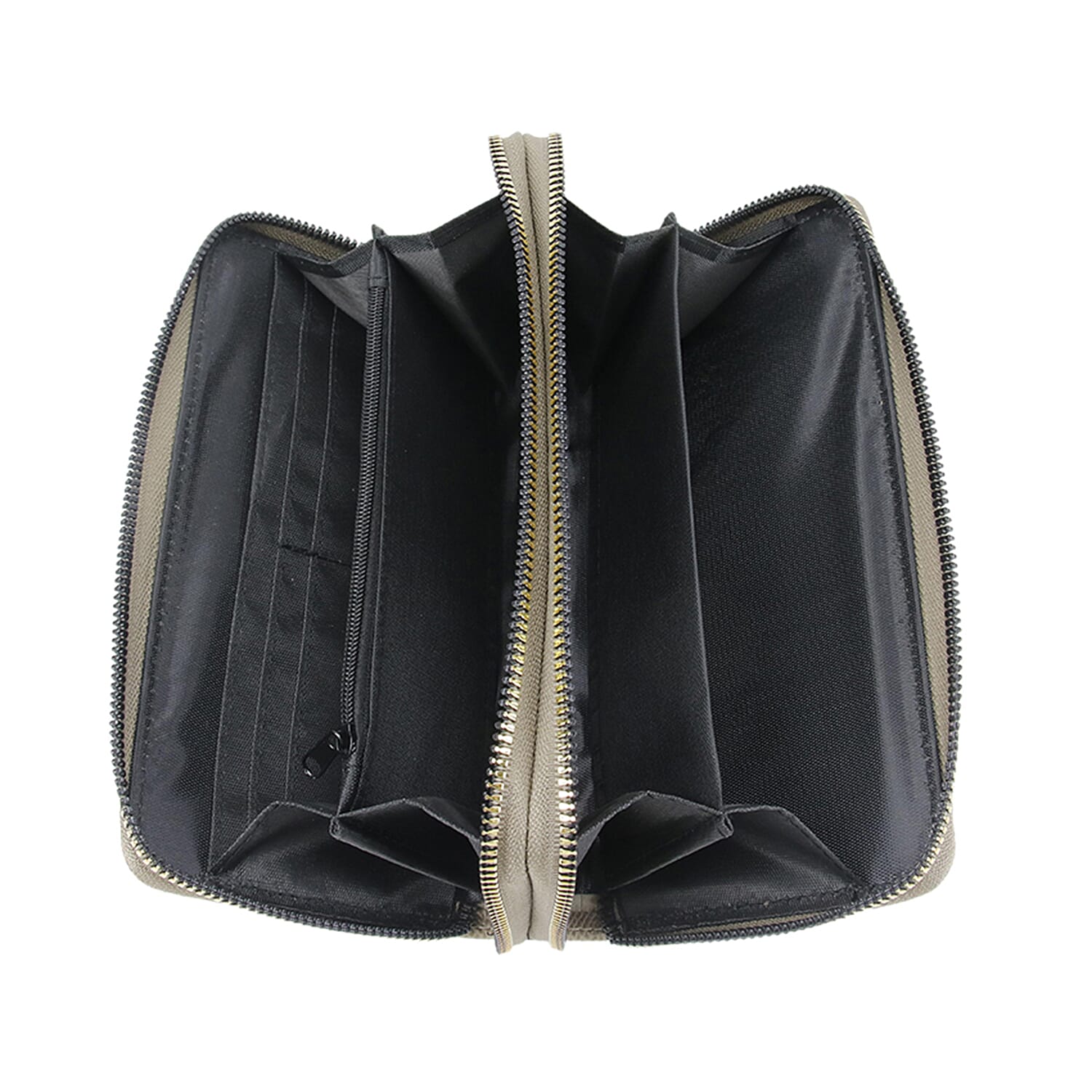 Alexis Bendel Taupe Faux Leather Fabienne Double Zip Around Wallet