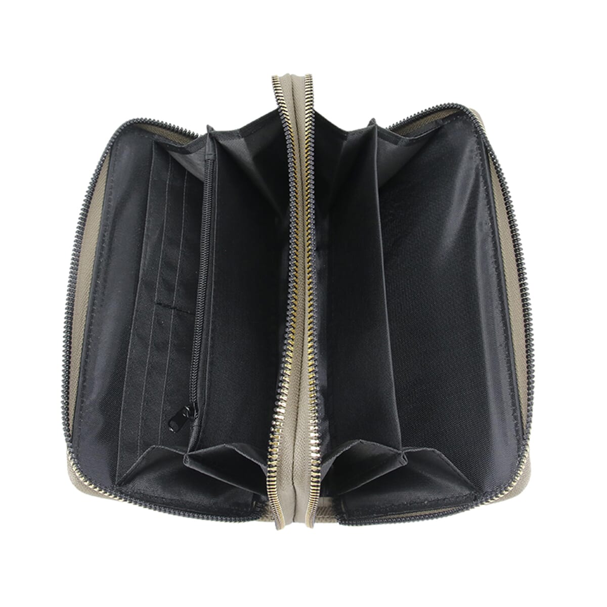Alexis Bendel Taupe Faux Leather Fabienne Double Zip Around Wallet image number 4