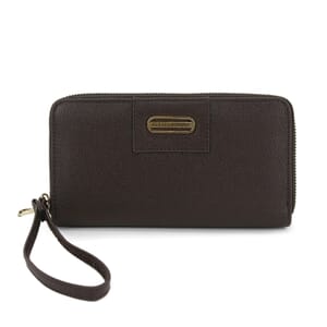 Alexis Bendel Chocolate Faux Leather Fabienne Double Zip Around Wallet