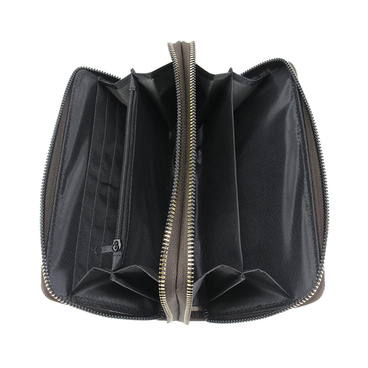 Alexis Bendel Chocolate Faux Leather Fabienne Double Zip Around Wallet image number 4
