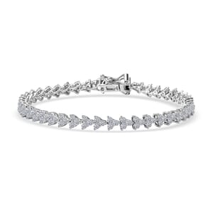 Luxuriant Lab Grown Diamond G-H SI 4.00 ctw Waves of Grace Bracelet in Rhodium Over Sterling Silver (7.25 In)