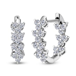 Luxuriant Lab Grown Diamond G-H SI 2.15 ctw Waves of Grace Hoop Earrings in Rhodium Over Sterling Silver
