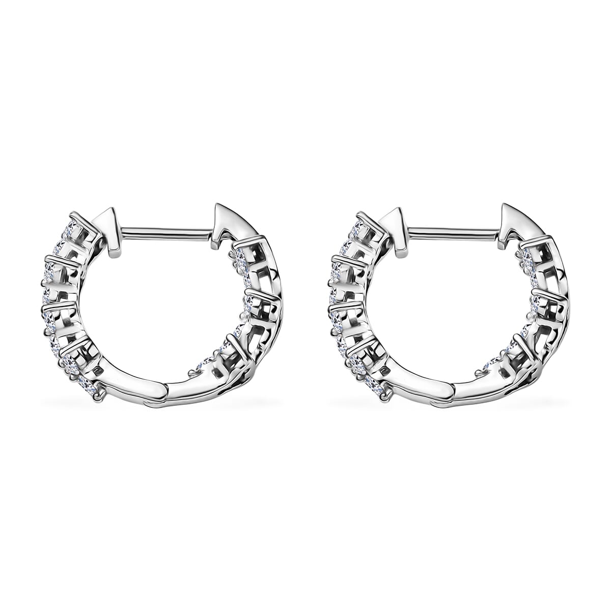Luxuriant Lab Grown Diamond G-H SI 2.15 ctw Waves of Grace Hoop Earrings in Rhodium Over Sterling Silver image number 3