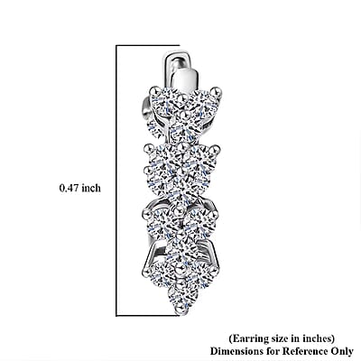 Luxuriant Lab Grown Diamond G-H SI 2.15 ctw Waves of Grace Hoop Earrings in Rhodium Over Sterling Silver