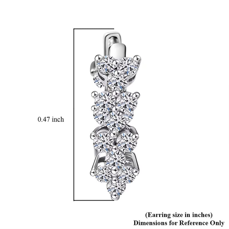 Luxuriant Lab Grown Diamond G-H SI 2.15 ctw Waves of Grace Hoop Earrings in Rhodium Over Sterling Silver