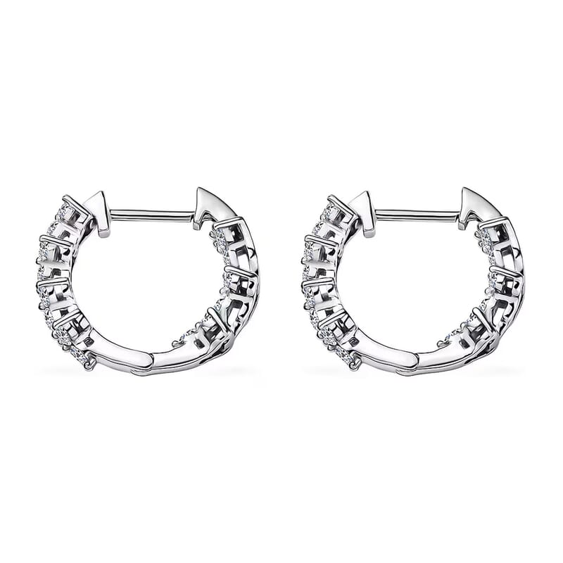 Luxuriant Lab Grown Diamond G-H SI 2.15 ctw Waves of Grace Hoop Earrings in Rhodium Over Sterling Silver