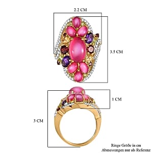 Mulberry Moonstone and Multi Gemstone 9.94 ctw Ring in Vermeil Yellow Gold Over Sterling Silver (Size 11.5)