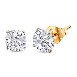 SGL Certified Luxuriant Lab Grown Diamond SI 2.00 ctw Stud Earrings in 14K Yellow Gold 
