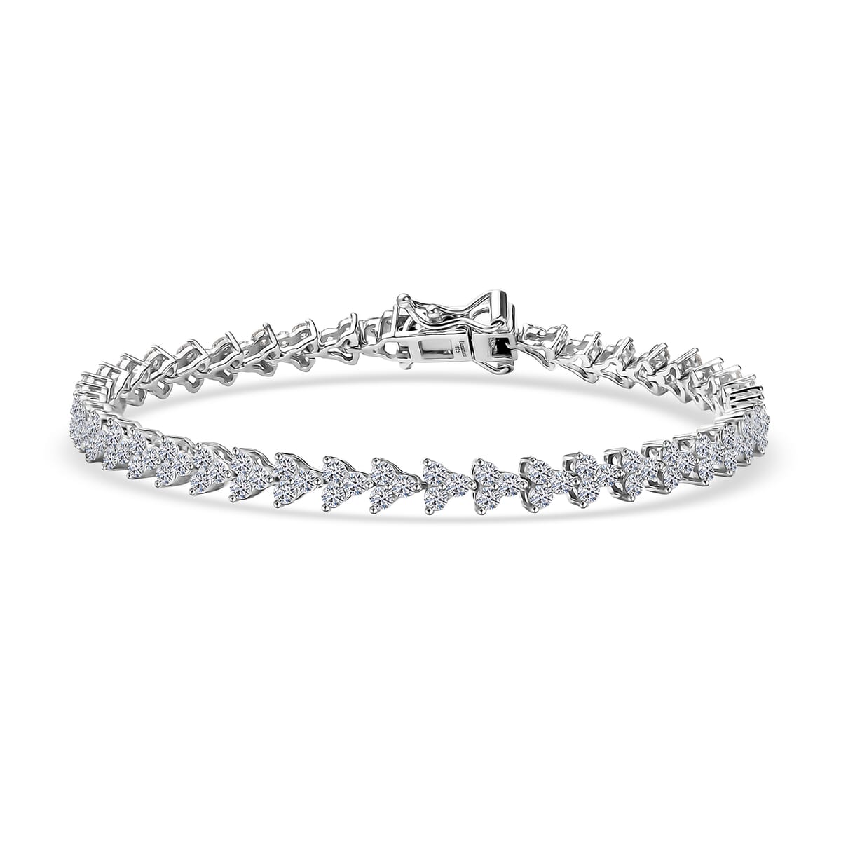 Luxuriant Lab Grown Diamond G-H SI 3.35 ctw Waves of Grace Bracelet in Rhodium Over Sterling Silver (6.50 In) image number 0