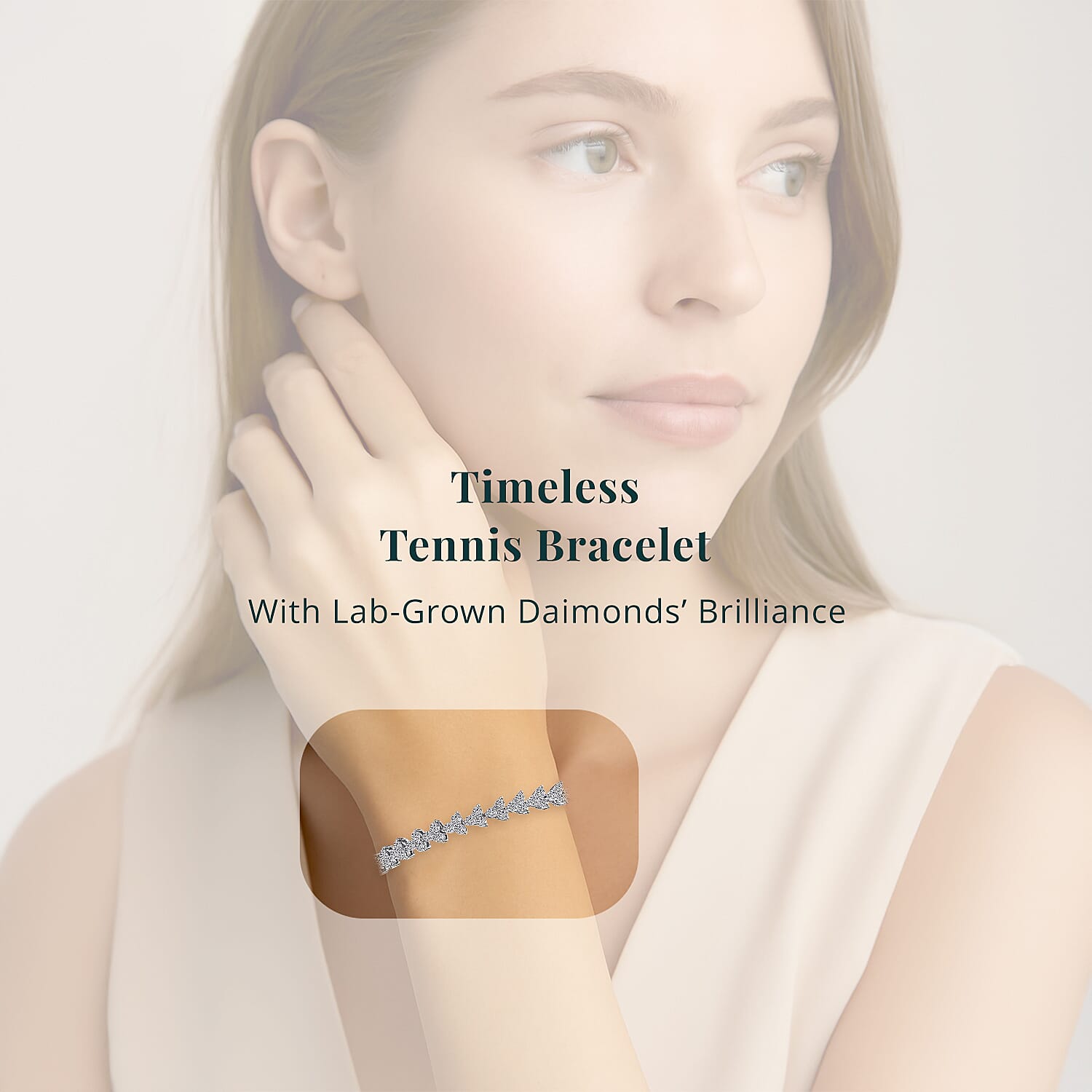 Luxuriant Lab Grown Diamond G-H SI 3.35 ctw Waves of Grace Bracelet in Rhodium Over Sterling Silver (6.50 In)