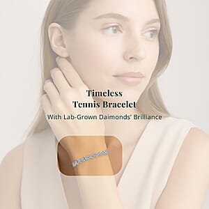 Luxuriant Lab Grown Diamond G-H SI 3.35 ctw Waves of Grace Bracelet in Rhodium Over Sterling Silver (6.50 In)