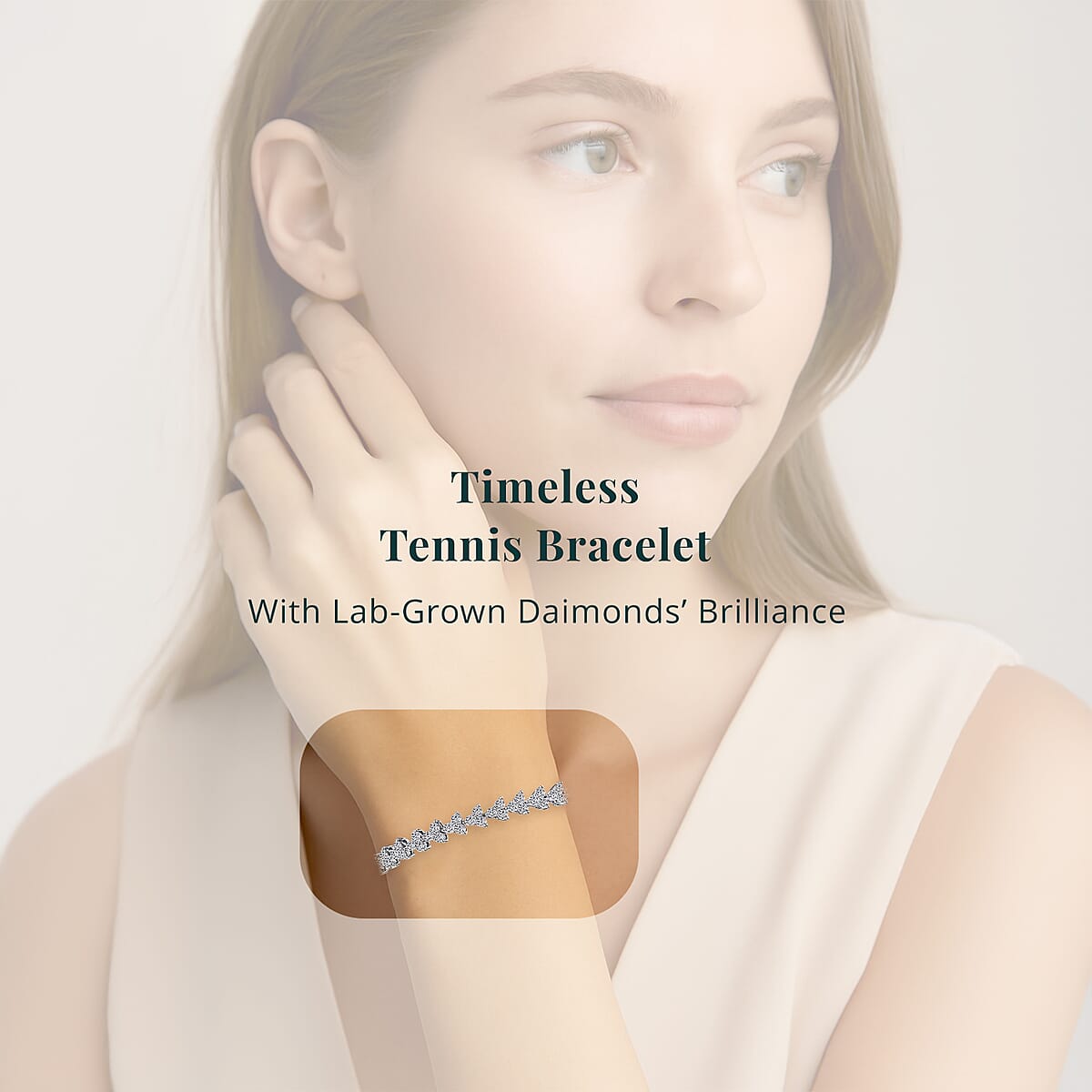 Luxuriant Lab Grown Diamond G-H SI 4.50 ctw Waves of Grace Bracelet in Rhodium Over Sterling Silver (8.00 In) image number 1