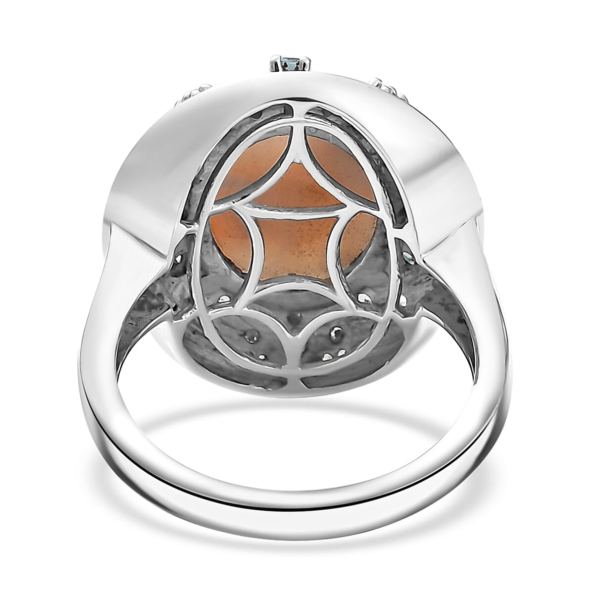 D'Joy Pink Natrolite and Multi Gemstone 5.25 ctw Ocean Bloom Ring in Rhodium Over Sterling Silver (Size 6.0) image number 4