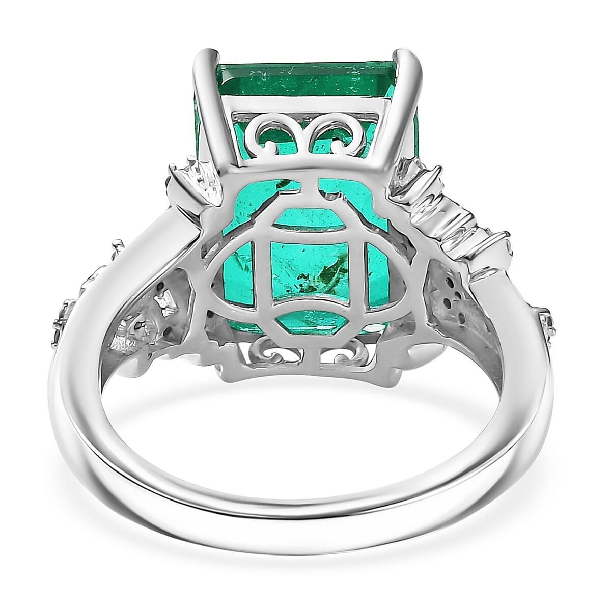 EverTrue Emeraldine Quartz (Triplet) and Multi Gemstone 8.90 ctw Garden Royalty Ring in Platinum Bond (Size 10.0)