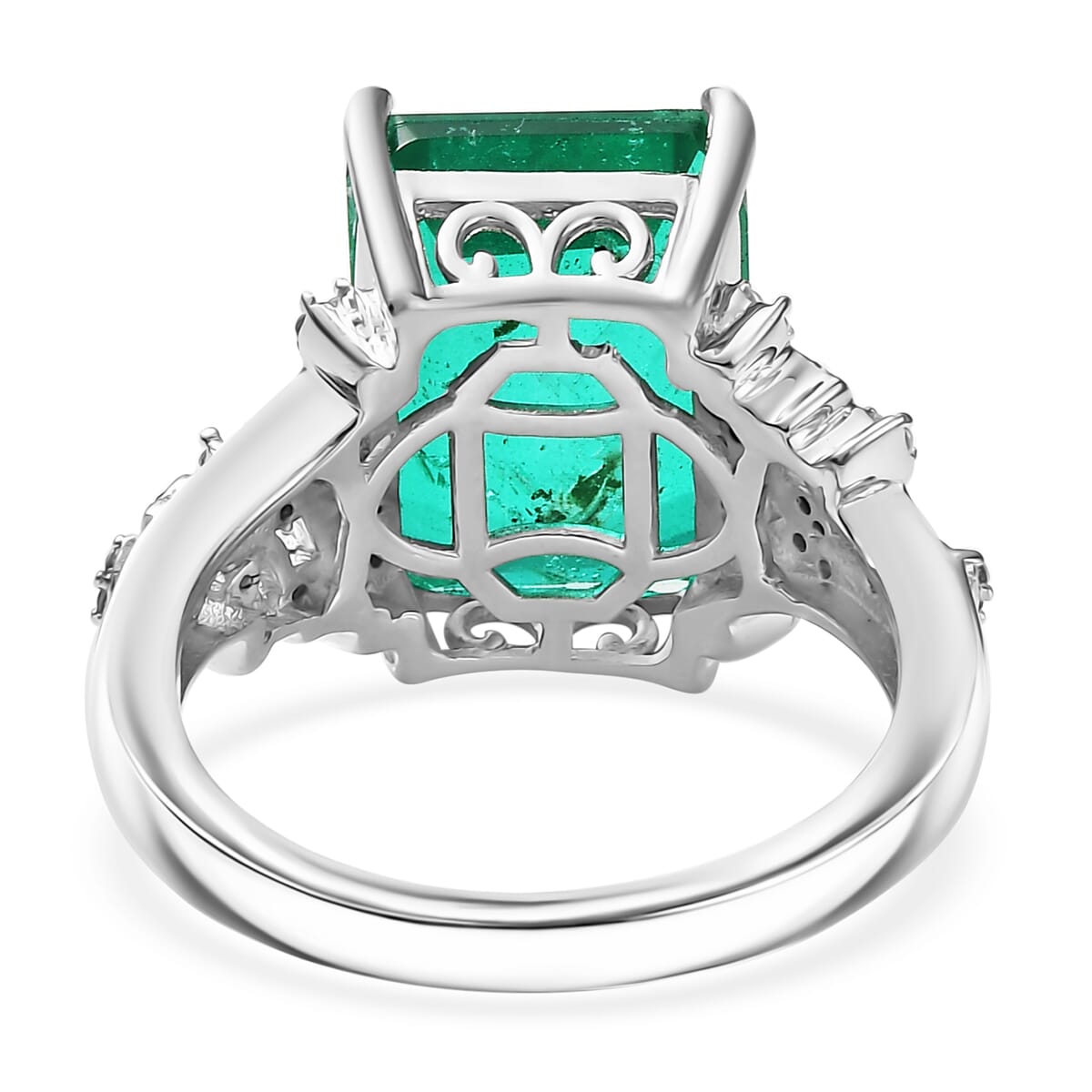Ever True Emeraldine Quartz (Triplet) and Multi Gemstone 8.90 ctw Ring in Platinum Bond (Size 8.0) image number 4