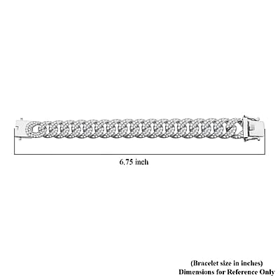 Moissanite 9.10 ctw Curb Chain Mens Bracelet in Rhodium Over Sterling Silver (6.50 In)